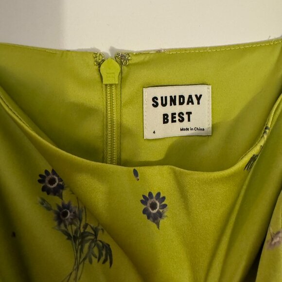 Aritzia Sunday Best Green Floral Satin Mini Dress - Picture 4 of 7